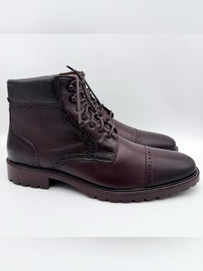 Johnston & Murphy Stratford Cap Toe Boots Brown Leather Men Size 12 M